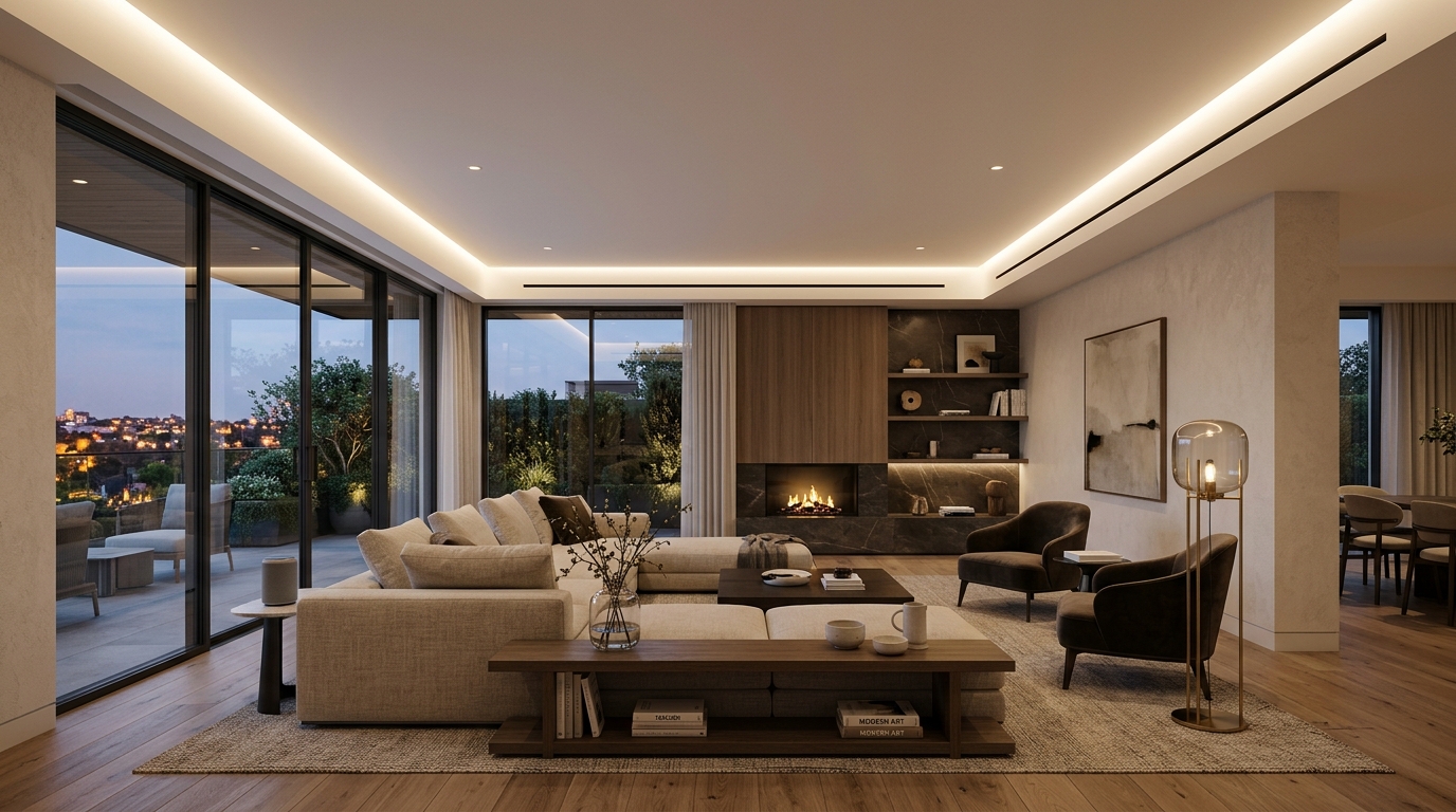 Luxury Residential HVAC Slot Concealed Modern Living Room